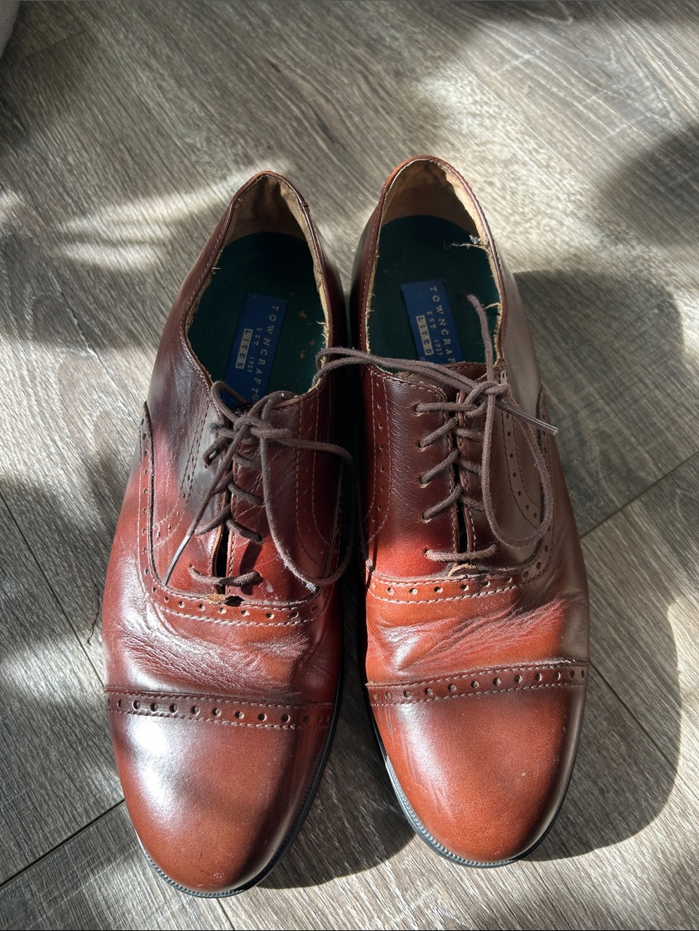 Towncraft Brown Leather Cap-Toe Oxford Brogues